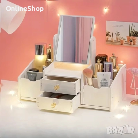 Многофункционален органайзер за грим с огледало, снимка 3 - Огледала - 53479804