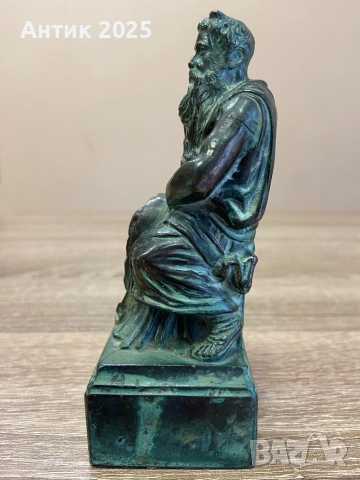 Винтидж италианска бронзова фигурка „Мойсей“ – по мотиви на Микеланджело, снимка 5 - Антикварни и старинни предмети - 52717957