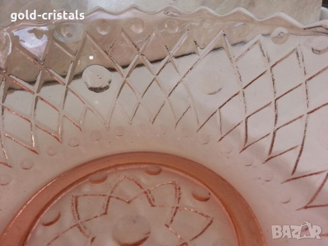 антикварна купа  фруктиера цветно розово стъкло, снимка 3 - Антикварни и старинни предмети - 26223692