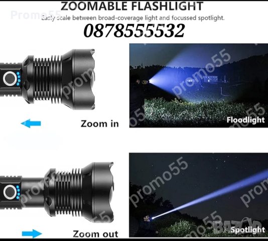 USB Акумулаторен лед фенер Police 900 000W водоустойчив с увеличение, снимка 13 - Къмпинг осветление - 43939547