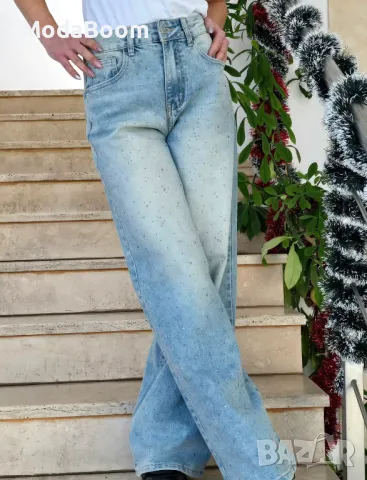 Дамски дънки Деним с апликация от нежни камъни, снимка 4 - Спортни екипи - 48510328