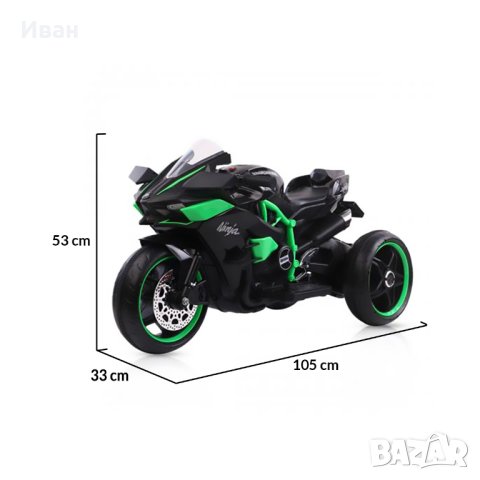 ТОП ЦЕНА!НОВО!Акумулаторен мотор с 3 гуми Ninja BLACK с 12V батерия,LED,USB, снимка 6 - Детски велосипеди, триколки и коли - 41316151