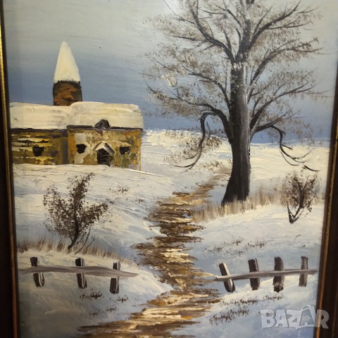  Картина зимен пейзаж дървена рамка , снимка 3 - Картини - 36532905