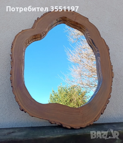 Голямо ОГЛЕДАЛО с масивна дървена рамка от дънер с външен ръб, снимка 3 - Огледала - 52897096