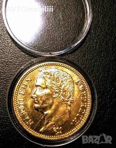 Позлатена монета 40 Франка 1809 г Наполеон , снимка 4 - Нумизматика и бонистика - 52665272