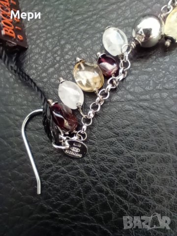 Маркова италианска сребърна обеца с естествени камъни 12,5 см., снимка 3 - Обеци - 39835085