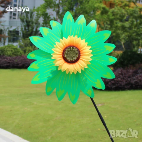 5947 Градинска вятърна въртележка Голямо цвете със слънчоглед, 70 см, снимка 4 - Градински мебели, декорация  - 50733867