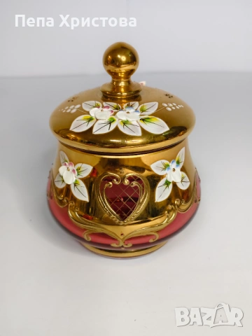 Сервиз за кафе от чехословашки червен кристал, снимка 10 - Сервизи - 53579070