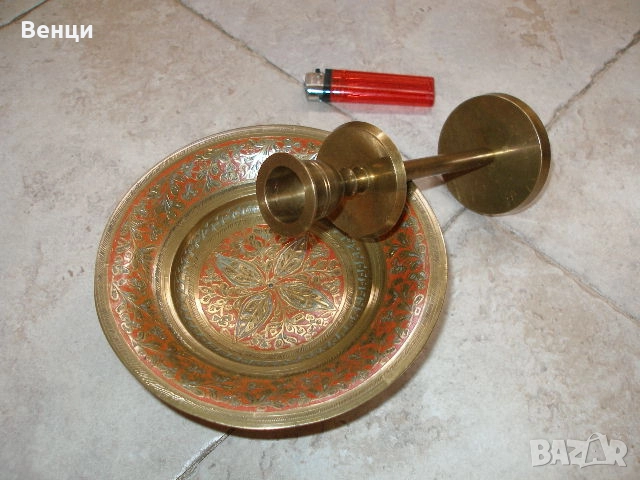Купа Свещник-Месинг, снимка 6 - Антикварни и старинни предмети - 52048514
