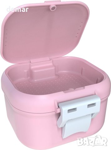ARGOMAX Преносима кутия  за зъбни протези с цедка (розово + бяло), снимка 4 - Други стоки за дома - 43945150