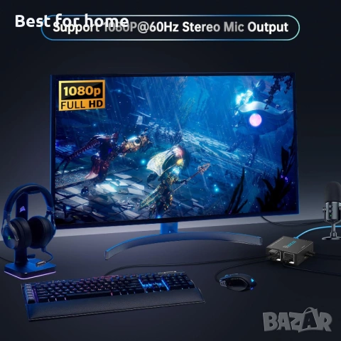 HDMI KVM Екстендер 60м през LAN (Cat5e/6) – 1080P с USB, снимка 5 - Кабели и адаптери - 53165094