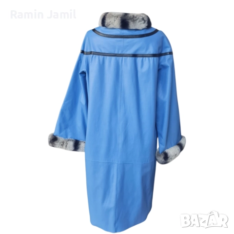 Луксозно дамско палто от естествена кожа с косъм чинчила, снимка 2 - Якета - 51537629