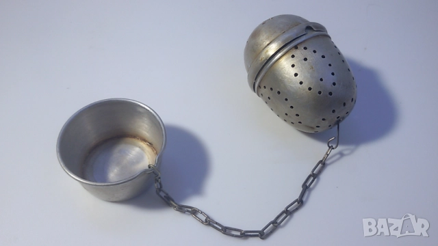 Ретро цедка/яйце за чай с чашка, снимка 6 - Антикварни и старинни предмети - 51708921