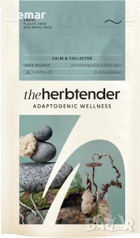 THE HERBTENDER, Calm & Collected - Веганска адаптогенна добавка, 60 капсули
