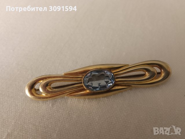 Стара брошка - с голям син скъпоценен камък - маркирана на играта , снимка 9 - Антикварни и старинни предмети - 42989448