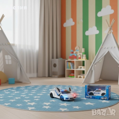 Полицейска кола със светлини и звук, снимка 6 - Коли, камиони, мотори, писти - 52274379