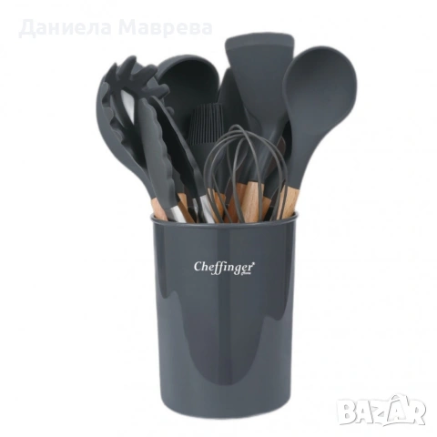 Комплект 12 части кухненски прибори със стойка Cheffinger, снимка 2 - Прибори за хранене, готвене и сервиране - 53389177