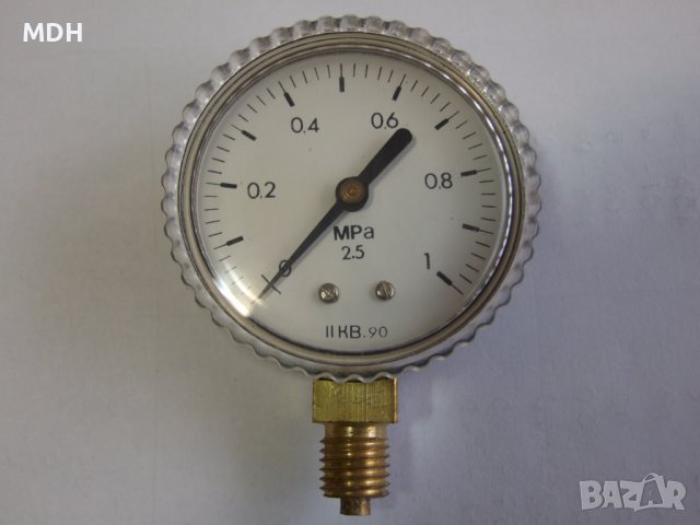 манометър 10 бара Ф60 ,пневматика , снимка 2 - Индустриална техника - 40352147