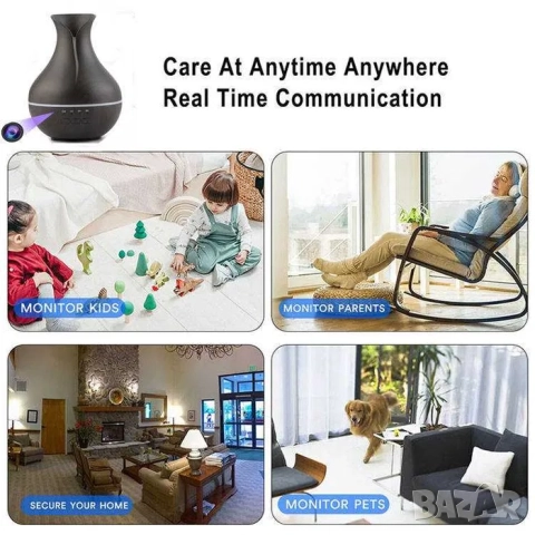WIFI 4K Скрита камера в арома дифузер, шпионска камера, снимка 2 - IP камери - 52209656