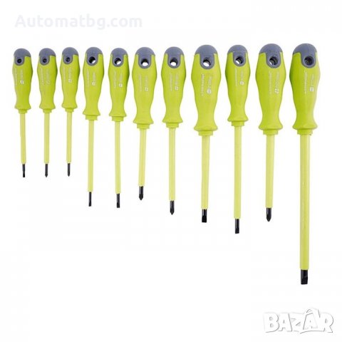 Комплект отвертки Automat, Изолирани, 11бр, Зелен