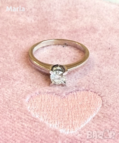 Дамски пръстен бяло злато и диамант, снимка 6 - Пръстени - 52470770