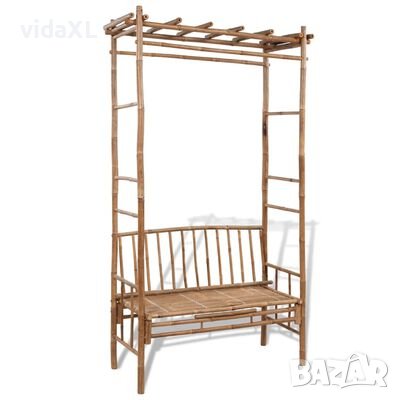 vidaXL Градинска пейка с пергола, 130 см, бамбук(SKU:41501, снимка 1