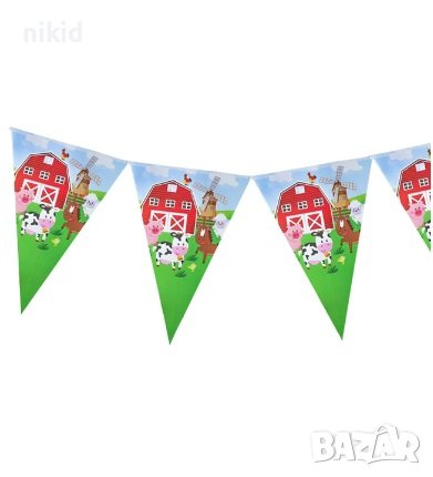 Ферма Домашни животни Парти Гирлянд Знаменца Флаг Банер украса декор флагчета