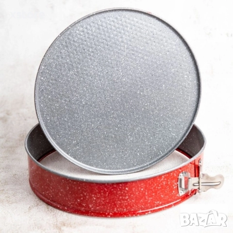 Форма за печене-ринг, 18*6.8см. Червен меланж /въгл.стомана, мрам.покр., снимка 6 - Форми - 52712777