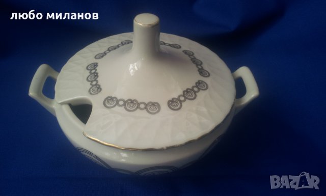 Порцеланова захарничка или сосиера с капаче и лъжичка, българска, снимка 6 - Други - 38965204