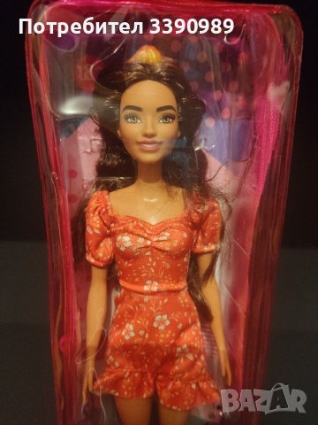 Barbie Fashionistas 182 Кукла Барби Фешънистас 182 с дълга коса и оранжева рокля, снимка 7 - Кукли - 38792284