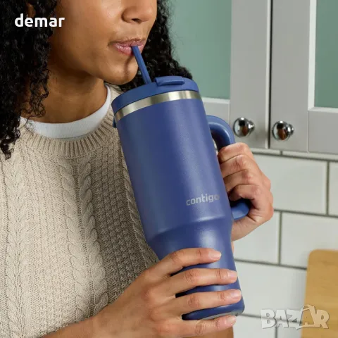 Contigo Streeterville Чаша 1200 ml с дръжка, изолирана със сламка и капак, студено за 29 часа, снимка 9 - Чаши - 47503230