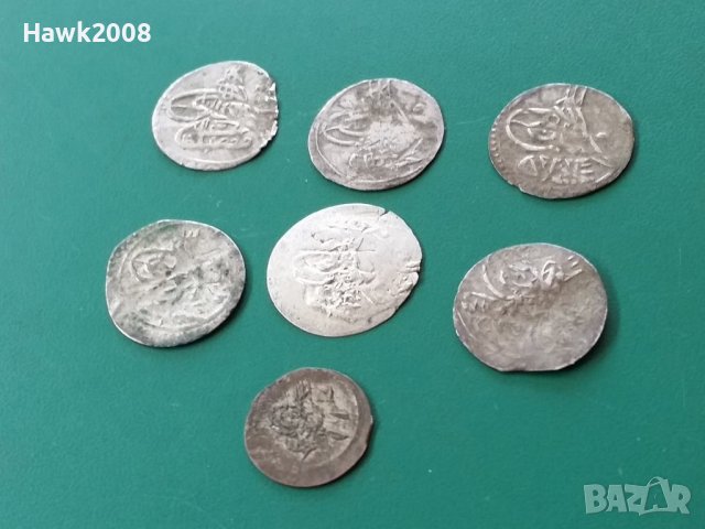 Колекция НЕПРОБИТИ 7 ахчета акчета ахче акче сребърни Османски монети мангъри, снимка 7 - Нумизматика и бонистика - 43082774