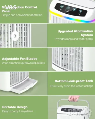 Преносим климатик с LED светлини, 1200ML, 3 режима, тих климатик, снимка 12 - Климатици - 48801499