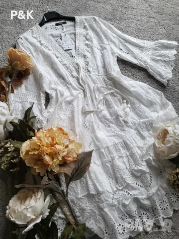 Лятна бяла дантелена рокля, снимка 1