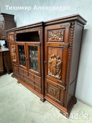 Уникален шкаф - витрина от дъбов масив, снимка 4 - Шкафове - 50625199