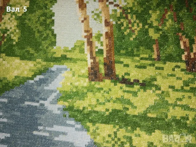 Стар ръчно шит гоблен БРЕЗОВА ГОРА, снимка 5 - Гоблени - 49570294