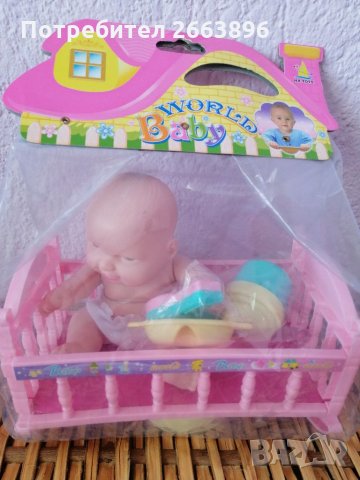 Кукла бебе с кошче и аксесоари, снимка 1 - Кукли - 34879516