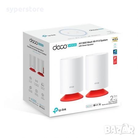 Удължител на интернет обхват TP-Link Deco Voice X20 AX1800 2-pack Mesh Wi-Fi 6 система за целия дом , снимка 5 - Мрежови адаптери - 38366230
