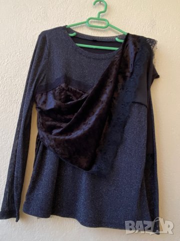 Дамска блестяща блуза с кадифе - М / Л, снимка 4 - Корсети, бюстиета, топове - 43359454