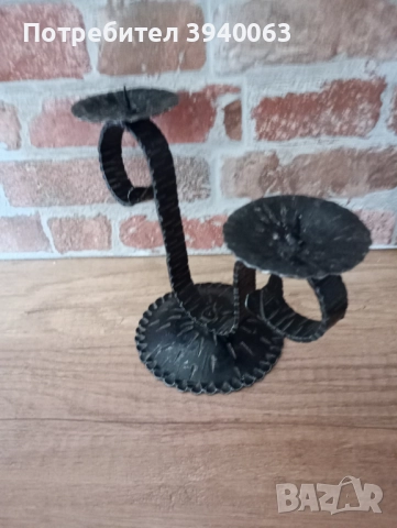 Стар свещник ковано желязо  от соца колекция, снимка 4 - Декорация за дома - 49173401