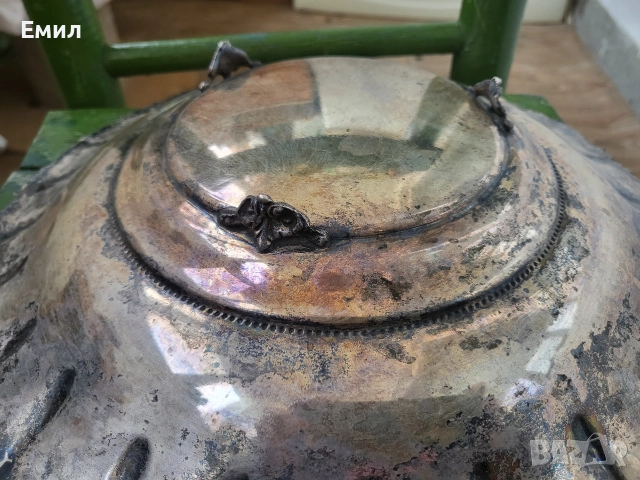 Антикварна сребърна фруктиера поднос, снимка 3 - Колекции - 52623849