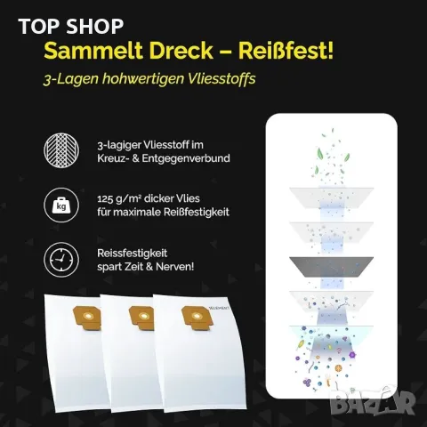 10 поларени торбички за прахосмукачка Bosch GAS 35 (35L) - 35 литрови, снимка 6 - Друга електроника - 48737213