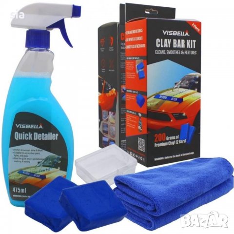 Комплект за почистване авто лак, детайли, клей бар Visbella, снимка 3 - Аксесоари и консумативи - 36932746