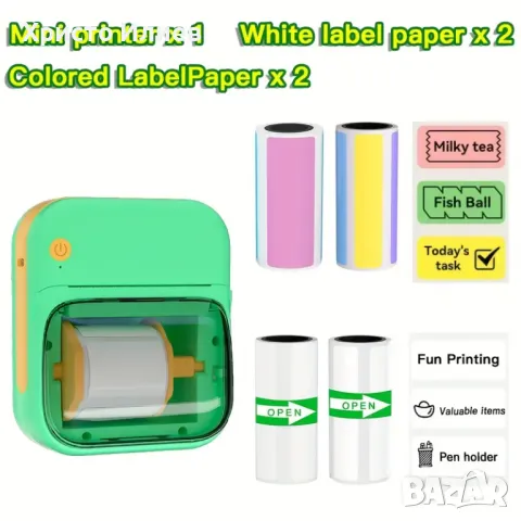 Принтер за етикети Bluetooth машина за етикети Термо стикери за iOS и Android телефони, снимка 2 - Принтери, копири, скенери - 50269220