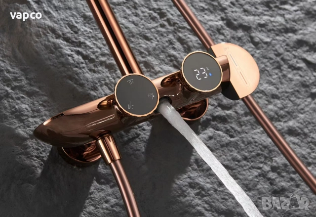 Интелигентна душ система Rose Gold с термостат и LED дисплей D47, снимка 7 - Душове - 52195503