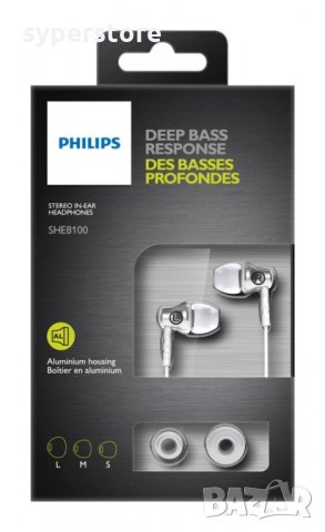 Слушалки Philips SHE8100SL Deep Bass Response сребристи тапи за ушите In-earphone, снимка 2 - Слушалки, hands-free - 28219867