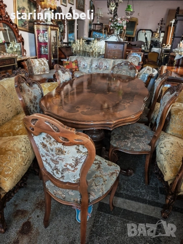 Бароков трапезен комплект маса с шест стола 