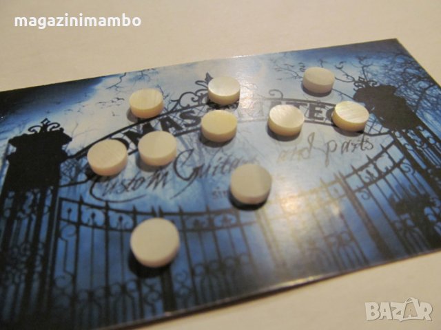 100% WHITE Mother of Pearl Fingerboard DOTS-точици за китари и бас от бял седеф, снимка 3 - Китари - 27048539