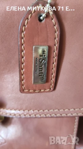 Маркова италианска чанта от естествена кожа в кафяв цвят, снимка 2 - Чанти - 50709099