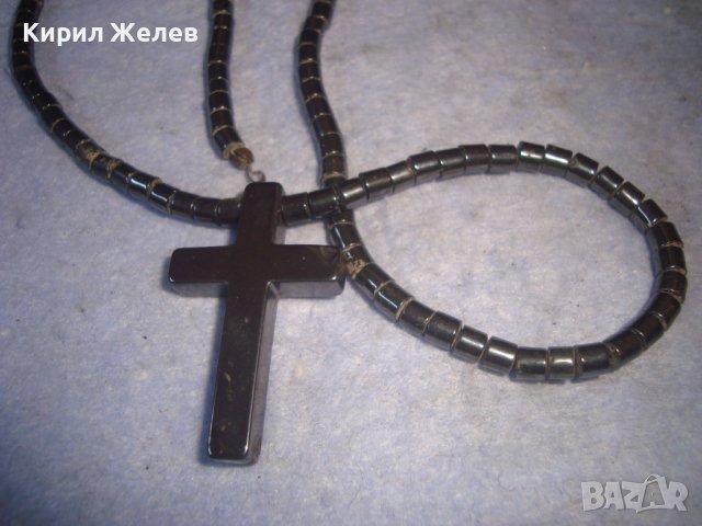 ФЕШЪН АРТ КОЛИЕ от ХЕМАТИТ с КРЪСТЧЕ - ХЕНД МЕЙД ИЗРАБОТКА , снимка 6 - Колиета, медальони, синджири - 36973653